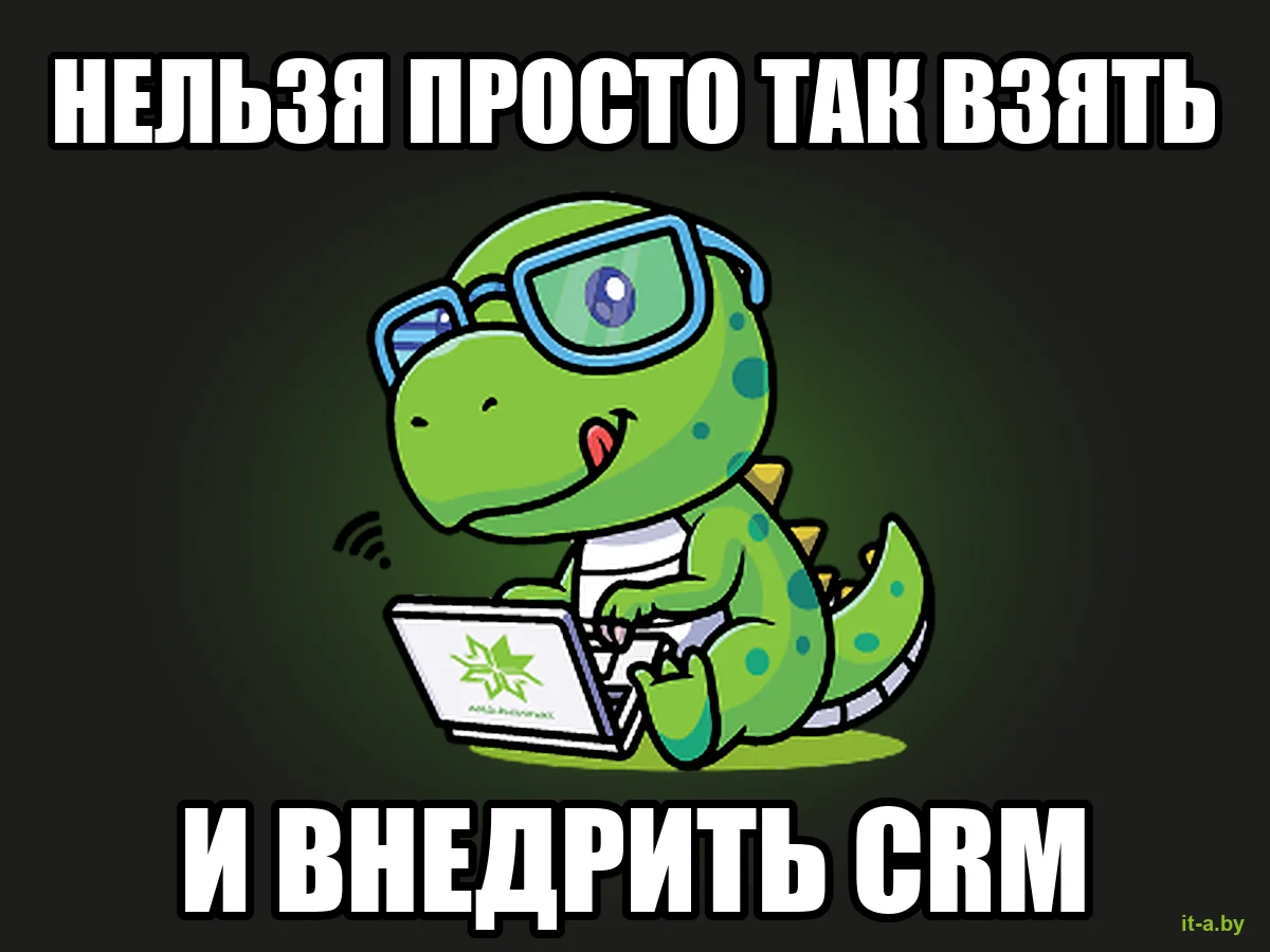 Мем с драконом-талисманом АйТи Аналитикс за ноутбуком: «Нельзя просто так взять и внедрить CRM»